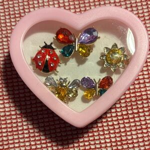 Colorful Insect and Flower Ring Set